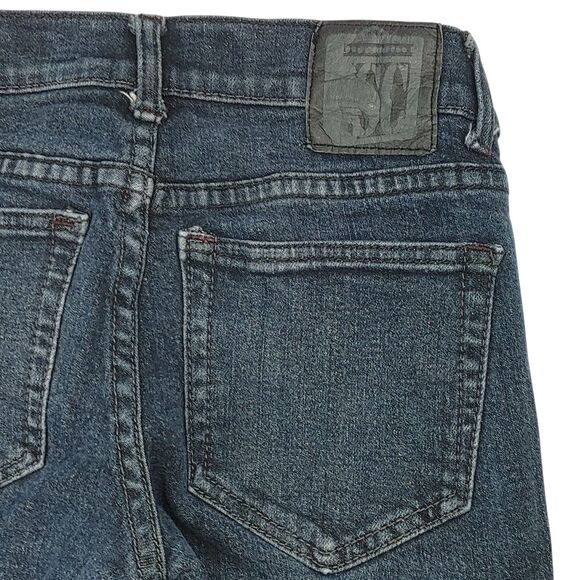 Social Collision Rude Blip Service Dark Blue Button Fly Jeans Sz 28x32 (Read) - Picture 12 of 15